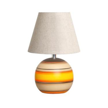 Imagem de Abajur Pequeno de Cerâmica para Quarto e Sala Bola Com Cúpula de Tecido