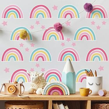 Imagem de Adesivo de Parede Infantil Arco-íris Estrelas Quarto Menina