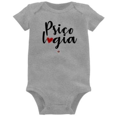 Imagem de Body Bebê Psicologia por amor - Foca na Moda, Cinza, GG