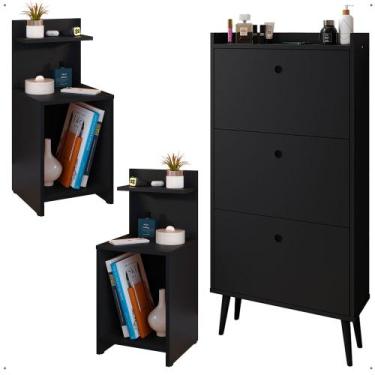 Imagem de Kit Quarto 2 Mesas Cabeceira Mesinha Fantasy Lateral Cama Sapateira Ve