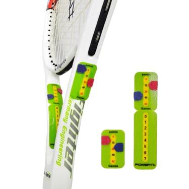 Imagem de JYMALISA Pacote com 4 raquete de tênis portátil para pontuação de tênis e placar de padel, quadro de pontuação pequeno facilmente montado para manter a pontuação dos pontos, colado com adesivo forte