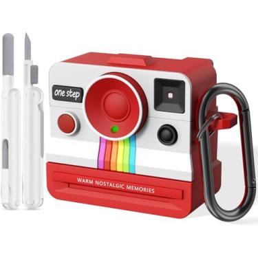 Imagem de Capas retrô para AirPods 4 2024 com kit de limpeza - Capas protetoras VISOOM bonitas e chiques para AirPods 4ª geração, capa macia Polaroid exclusiva para Apple AirPod Ipods 4, capa de carregamento