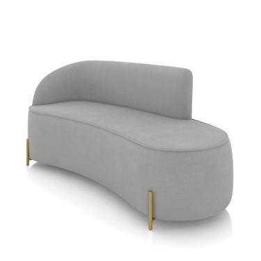 Imagem de Sofá 3 Lugares Orgânico 180cm Pé Dourado Morgan Suede Cinza D03 - D`Rossi