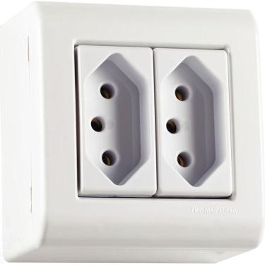 Imagem de Caixa De Sobrepor Com 2 Tomadas 2p + t 20 A 250 V Tramontina Lizflex Branca Tramontina