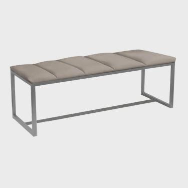Imagem de Recamier Industrial Carla 90cm Solteiro Quarto Box Cama Ferro Prata Corino Bege - Ahz M...