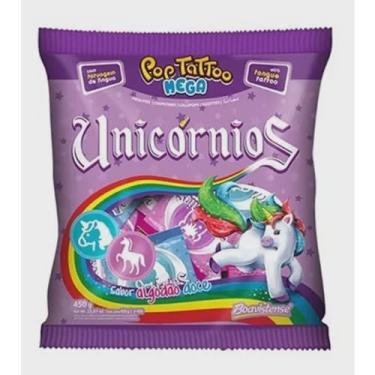 Imagem de Pirulito Pop Tattoo Unicornios Mega 450g Florestal