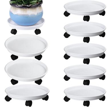 Imagem de 8 pacotes de suporte de plantas com rodas suportes de plástico de 30 cm para plantas rolantes para serviço pesado com rodízios para uso interno e externo base de rolo de planta com rodas grande pires