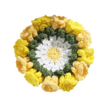 Imagem de IEUDNS Coastro de crochê Coaster Coaster Cute Presente de malha criativa Lírio multiuso do tapete da xícara do vale para a da mesa de barra, Amarelo
