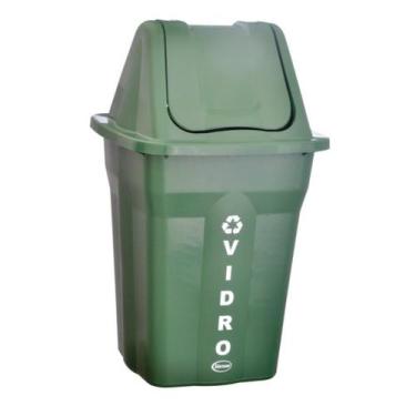 Imagem de Lixeira Com Tampa Basculante Resistente Vidro 60 Litros - Plásticos Sa