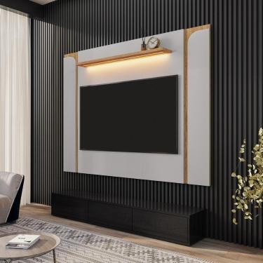 Imagem de Painel Suspenso Maresias Sala Tv Até 75 Polegadas Off White/Cinamomo