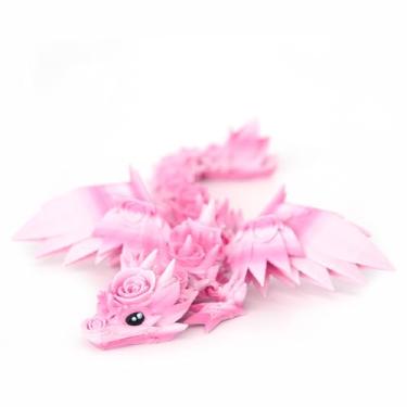 Imagem de HiesDeosn 3D Printed Dragon Wings, 3-d Rose Dragon Inside Accessories Flexible Fidget Smooth, Gift Pink White