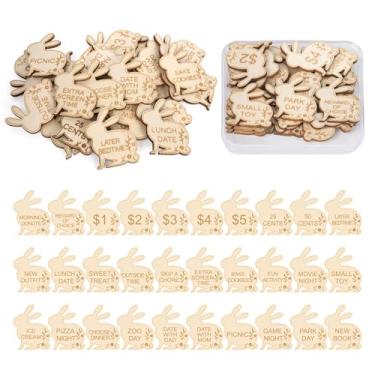 Imagem de Hedeey Recheios Para Ovos De Páscoa, Pacote Com 30 Fichas Páscoa Madeira Crianças, Presentes Cestas Recompensa Frases Gravadas Diferentes, Atividade Recheados Adolescentes, Meninas E Meninos (Coelhi