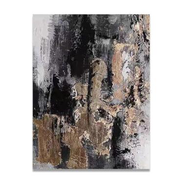 Imagem de Pintura de parede em tela abstrata dourada e preta, impressão em tela, pôster, imagem colorida, arte abstrata, moderna, decoração de parede, corredor, escadas, decoração de quarto, 70 x 50 cm