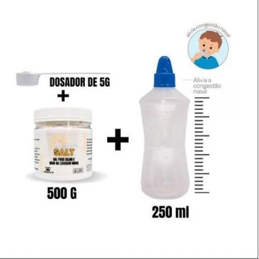 Imagem de Kit Lavagem Nasal Garrafinha 250ml + Sal 500g c/ Dosador - Ecommerce F