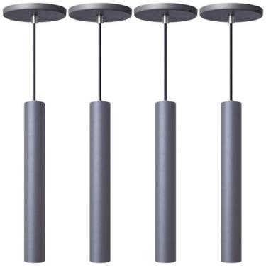 Imagem de Kit 4 Pendente Luminária Tubo Cinza 30 Cm - AZ Casa Decor