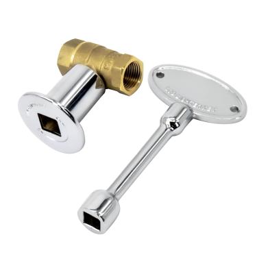 Imagem de Himaweek Kit De Válvula De Gás Reta De 1/2 Polegada Para Lareira Com Flange E Chave De 3 Polegadas, Cromada (Kit De 1/2'')