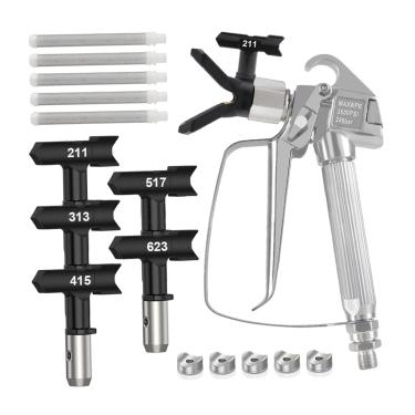 Imagem de IEUDNS Acessórios para kit de pulverizador de tinta sem ar 5 dicas de pintura ferramentas 211 313 415 517 623 Máquina de pulverização sem ar para paredes