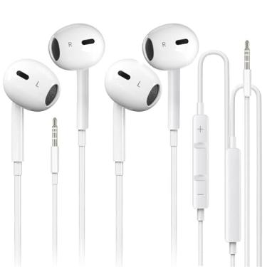 Imagem de Pacote com 2 fones de ouvido com fio para iPhone, fones de ouvido com fio Nosie de 3,5 mm com microfone, suporte de controle de volume para iPhone, iPad, iPod, computador, MP3/4, Android a maioria dos