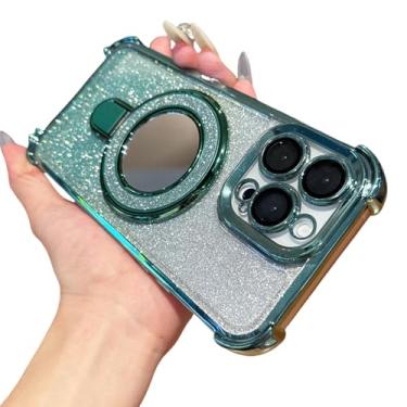 Imagem de Suporte de espelho com glitter e armadura magnética de luxo, capa protetora com revestimento de para-choque (para iPad Pro 13 (2024)/verde)