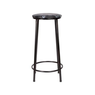 Imagem de Banqueta Alta Flex Sem Encosto Assento em Corino Estrutura Aço Tubular Cozinha Americana Balcão (FLORAL PRETO)