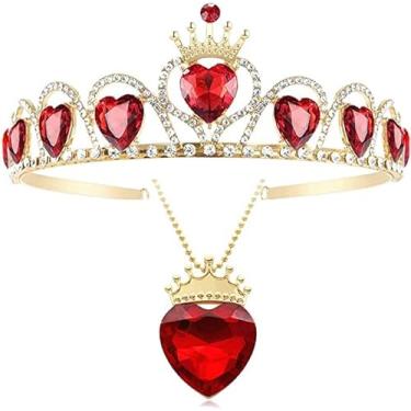 Imagem de Evie Descendentes 3 Coroa Coração Vermelho Coroa Descendentes Fan Jewelry Evie Gold Crown Heart Necklace for Girls Teens Halloween Festas, Adjustment