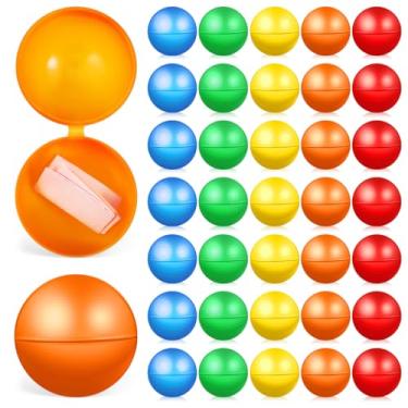 Imagem de Vaguelly Bolas de plástico pequenas, 50 peças, cápsulas coloridas para máquina de venda automática, 4 cm, bolas redondas vazadas, bolas de bingo abertas, adereços de atividade