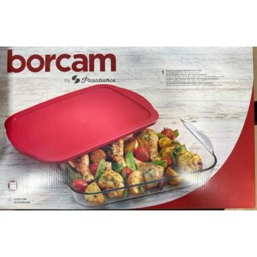 Imagem de Travessa Assadeira de Vidro Retangular 3,850ml c/ Tampa Plástica - Bor