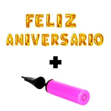 Imagem de Kit 1un Balão Feliz Aniversário + 1un Bomba Para Encher Bexigas - RT