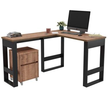 Imagem de Mesa Para Em L Com Armário Baixo Chess F04 Preto-solanum - Mpozenato