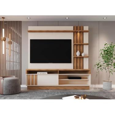 Imagem de Home Mariana Painel para TV até 55 com LED e Detalhes Ripados - Compre