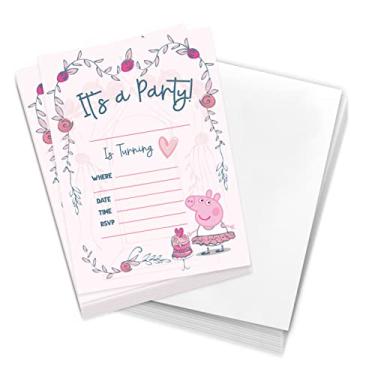 Imagem de Desert Cactus Peppa Pig Cartões de convites de feliz aniversário 10 unidades com envelopes meninos meninas festa infantil (estilo C)