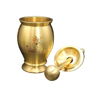 Imagem de Tigela Moedora Moedor de cozinha batendo pílulas jarra pilão e argamassa anel tigela jarra argamassa e pilão copo de bronze trituradores de alho Moedor Triturador