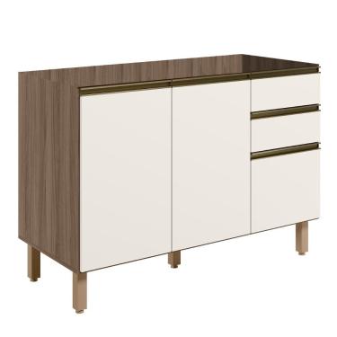 Imagem de Balcão Para Pia 120cm Sem Tampo Maly N03 Carvalho-off White - Mpozenato