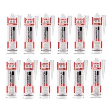 Imagem de 12 Cola Selante Poliuretano Cibra Pu Construção 400G Preto - Cibra Sel