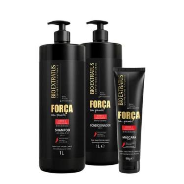 Imagem de Kit Bio Extratus Força Com Pimenta Shampoo Condicionador Litro e Másca