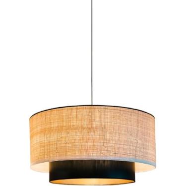 Imagem de 19,7 polegadas de lâmpada pendente de vime japonês de estilo wabi -sabi, energia de base e26/e27 -Salvando com lustre de arame de suspensão ajustável, luz pendurada para o quarto da sala de