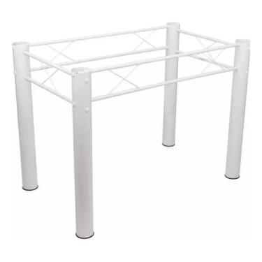 Imagem de Armação Para Mesa Jantar Madeira Tampos Pedra Vidro 1,20x75 - Jaddi Mo