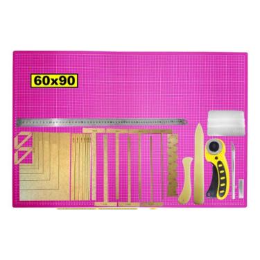 Imagem de Base Corte A1 90x60 Régua Estilete Gabaritos Cartonagem Rosa - De Acor