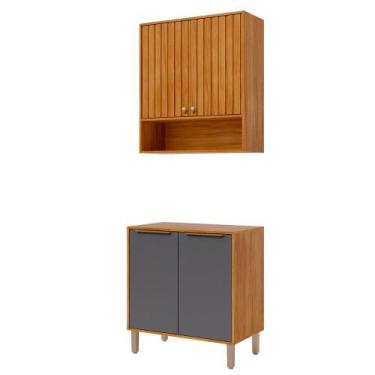 Imagem de Armário Aéreo com Balcão Divina 80 cm Para Cozinha 4 Portas - Loja Doc