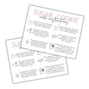 Imagem de Lashicorn Cartões De Instruções Para Cuidar Biscoitos Açúcar, Pacote Com 30 Unidades, 4,25 X 5,5 Pol., Kit Decoração Faça Você Mesmo, Dicas Cuidados Posteriores E Armazenamento, Embalagem O Cliente,