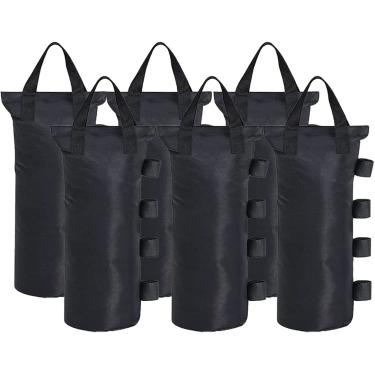 Imagem de CACTIYE Sacos De Peso Para Cobertura Barraca Dobrável, Pesos Pernas Areia, Abrigo Solar Instantâneo Áreas Externas, Pacote Com 6 (Apenas Sacos, Não Incluídos) (Redondo - Peças 7,9 X 19,7", Preto)
