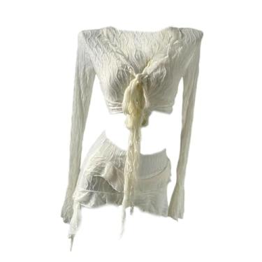 Imagem de Dynwave Conjunto de biquíni feminino, traje de banho moderno com decote em V, roupa de banho para viagens festivas, esportes de piscina de verão