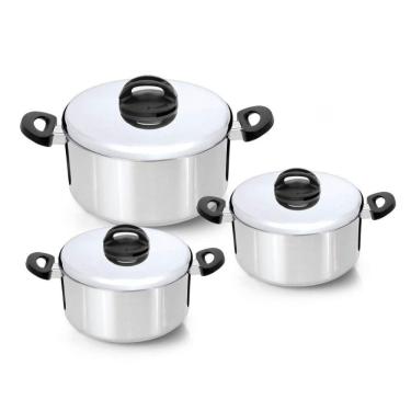 Imagem de Jogo De Panelas Eterna 3 Peças Em Alumínio Polido Nigro