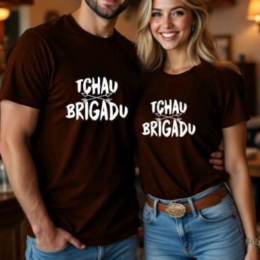 Imagem de Camiseta Algodão Unissex Casal Country Estampa Tchau Brigadu Modinha R