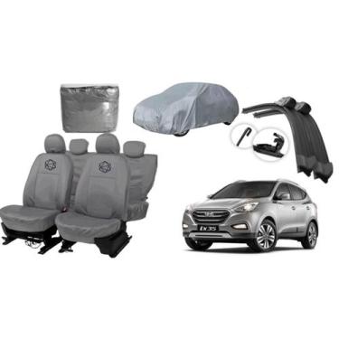 Imagem de Kit capa couro cinza + limpador parabrisa de brinde - iron tech