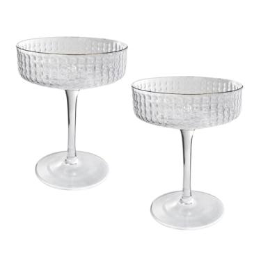 Imagem de CONJUNTO 02 TAÇAS COUPE DE VIDRO COM BORDA DOURADA LINHA SPIKE 200ML