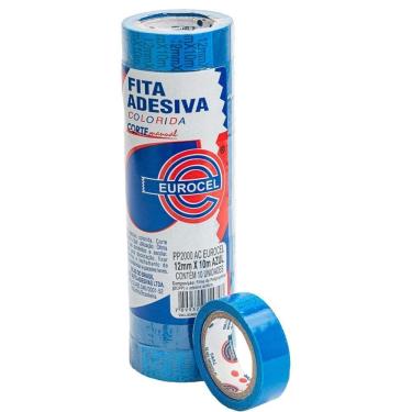 Imagem de Fita Adesiva Pp 2000 12mmx10m Azul 10 rolos - Eurocel