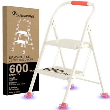 Imagem de Escada dobrável – para cozinha de adultos em casa 2 extensão de degraus alta resistente com corrimãos - escadas de escada de armário escada extensível para casa interna 272 kg