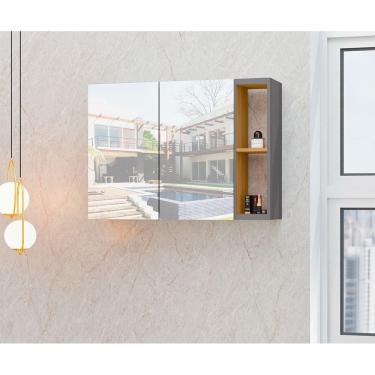 Imagem de Espelheira para Banheiro Armário Suspenso Florence Cinza