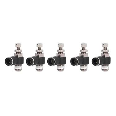 Imagem de Fafeicy Válvula de Controle de Ar do Tipo 5pcs L, Cotovelo de Ajuste Rápido do Acelerador Pneumático Com Anel de Liberação Oval, PVC Premium, para Equipamento de Automação (4-01)
